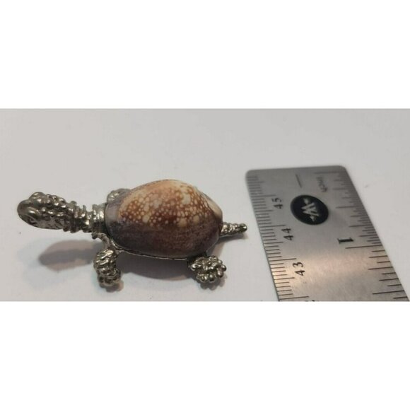 Vtg Silver Colored Metal And Real Shell Turtle Figurine 2.25" by 1" - Picture 8 of 10